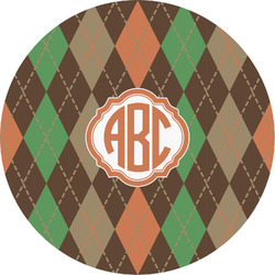 Brown Argyle Multipurpose Round Labels - 5" (Personalized)