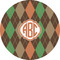 Brown Argyle 5" Multipurpose Round Label - Single Sticker