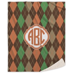 Brown Argyle Sherpa Throw Blanket - 60"x80" (Personalized)