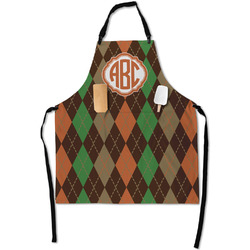 Brown Argyle Apron With Pockets w/ Monogram