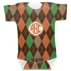 Brown Argyle Baby Bodysuit 0-3 (Personalized)