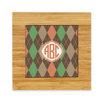 Brown Argyle Bamboo Trivet with Ceramic Tile Insert (Personalized)