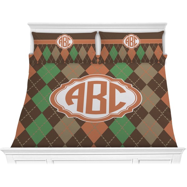 Custom Brown Argyle Comforter Set - King (Personalized)