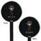 Brown Argyle Black Plastic 5.5" Stir Stick - Double Sided - Round - Front & Back