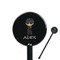 Brown Argyle Black Plastic 5.5" Stir Stick - Round - Closeup