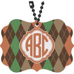 Brown Argyle Rear View Mirror Charm (Personalized)