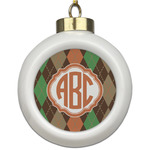 Brown Argyle Ceramic Ball Ornament (Personalized)