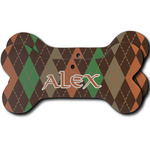 Brown Argyle Ceramic Dog Ornament - Front & Back w/ Monogram