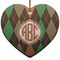 Brown Argyle Ceramic Flat Ornament - Heart (Front)