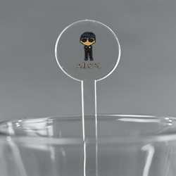 Brown Argyle 7" Round Plastic Stir Sticks - Clear (Personalized)