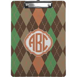 Brown Argyle Clipboard (Letter Size) w/ Monogram