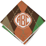 Brown Argyle Cloth Cocktail Napkin - Single w/ Monogram