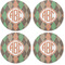 Brown Argyle Coaster Round Rubber Back - Apvl