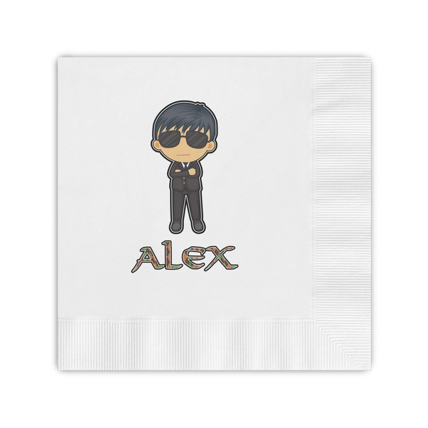 Custom Brown Argyle Coined Cocktail Napkins (Personalized)