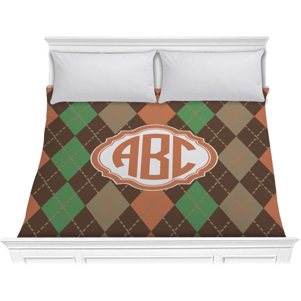 Custom Brown Argyle Comforter - King (Personalized)