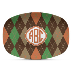 Brown Argyle Plastic Platter - Microwave & Oven Safe Composite Polymer (Personalized)