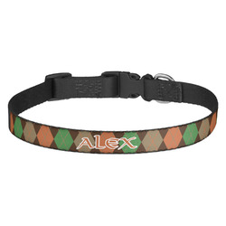 Brown Argyle Dog Collar - Medium (Personalized)