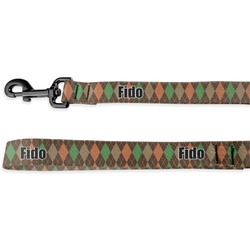 Brown Argyle Dog Leash - 6 ft (Personalized)