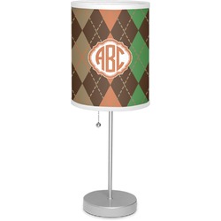 Brown Argyle 7" Drum Lamp with Shade Polyester (Personalized)