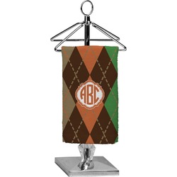 Brown Argyle Finger Tip Towel - Full Print (Personalized)