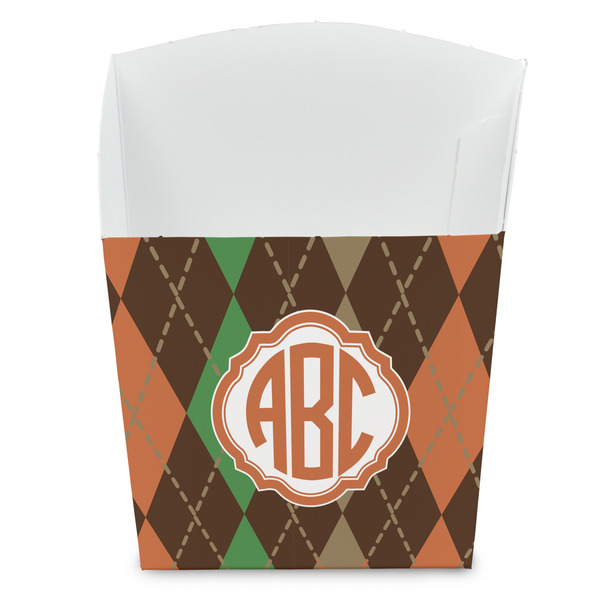 Custom Brown Argyle French Fry Favor Boxes (Personalized)