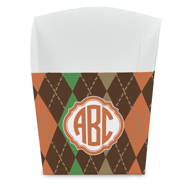 Custom Brown Argyle French Fry Favor Boxes (Personalized)