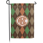 Brown Argyle Small Garden Flag - Double Sided w/ Monograms