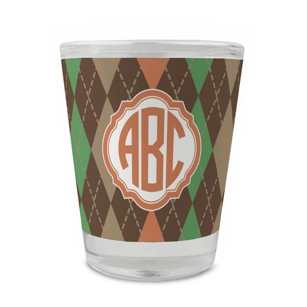 Custom Brown Argyle Glass Shot Glass - 1.5 oz - Single (Personalized)