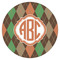 Brown Argyle Icing Circle - Large - Single