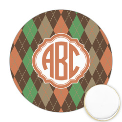 Brown Argyle Printed Cookie Topper - 2.5" (Personalized)