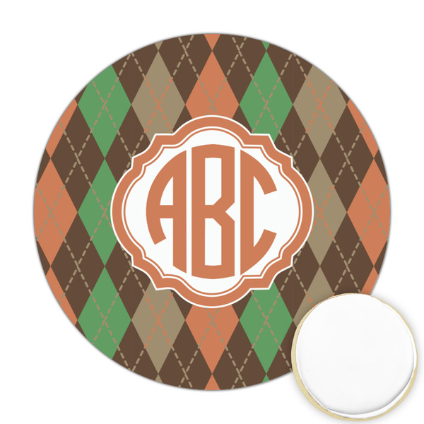 Custom Brown Argyle Printed Cookie Topper - 2.5" (Personalized)