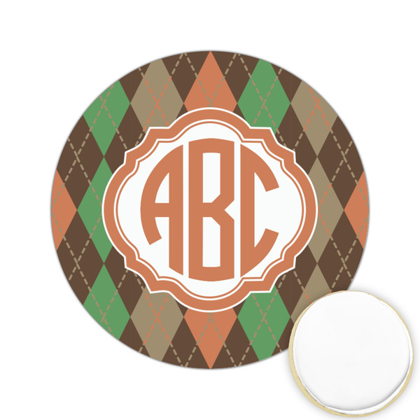 Custom Brown Argyle Printed Cookie Topper - 2.15" (Personalized)