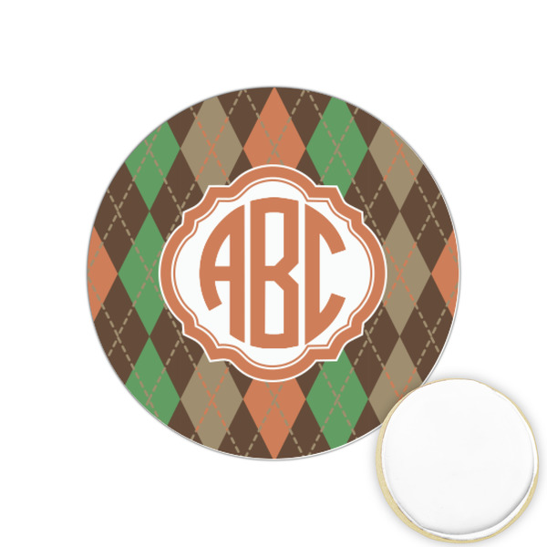 Custom Brown Argyle Printed Cookie Topper - 1.25" (Personalized)