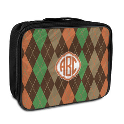Brown Argyle Insulated Lunch Bag w/ Monogram