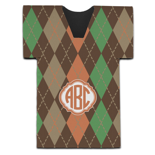 Custom Brown Argyle Jersey Bottle Cooler (Personalized)