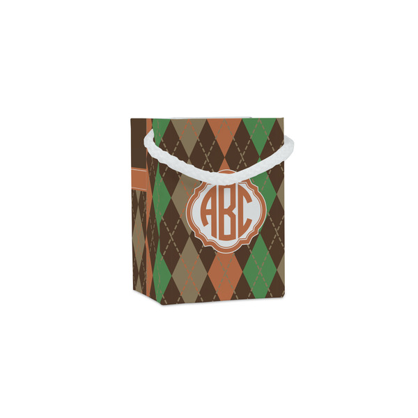 Custom Brown Argyle Jewelry Gift Bags - Matte (Personalized)