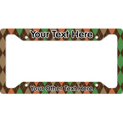 Brown Argyle License Plate Frame (Personalized)