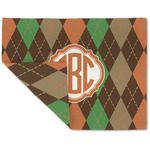 Brown Argyle Double-Sided Linen Placemat - Single w/ Monogram