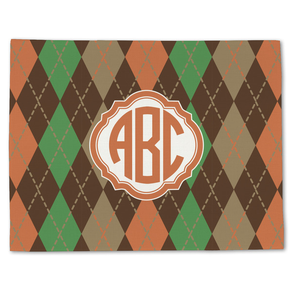 Custom Brown Argyle Single-Sided Linen Placemat - Single w/ Monogram