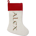 Brown Argyle Red Linen Stocking (Personalized)