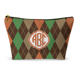 Brown Argyle Makeup Bag - Small - 8.5"x4.5" (Personalized)
