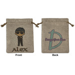 Brown Argyle Medium Burlap Gift Bag - Front & Back (Personalized)