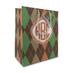 Brown Argyle Medium Gift Bag (Personalized)