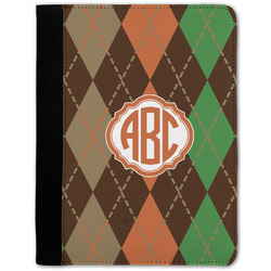 Brown Argyle Notebook Padfolio - Medium w/ Monogram