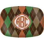 Brown Argyle Melamine Platter w/ Monogram