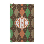 Brown Argyle Microfiber Golf Towel - Small (Personalized)