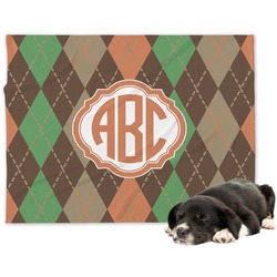 Brown Argyle Dog Blanket - Large (Personalized)