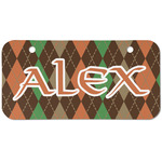 Brown Argyle Mini/Bicycle License Plate (2 Holes) (Personalized)