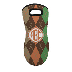 Brown Argyle Neoprene Oven Mitt w/ Monograms