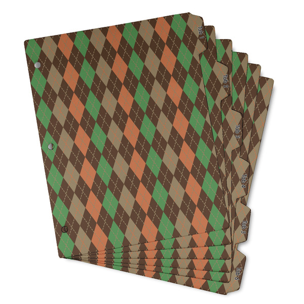 Custom Brown Argyle Binder Tab Divider - Set of 6 (Personalized)